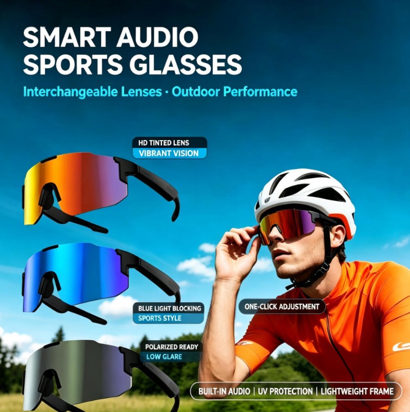 Outdoor Sport Glasses - نظارات شمسية رياضية ذكية مزودة بسماعة